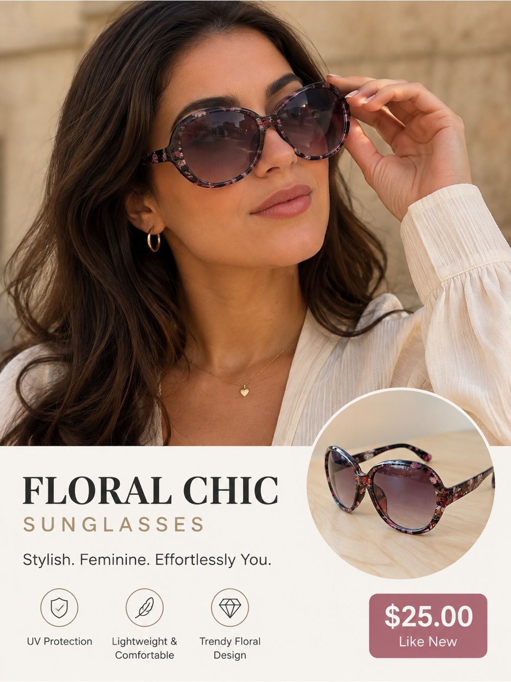 Nine West Floral Oversized Sunglasses